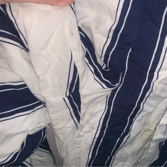 Bardot Navy and White Striped Belted Strapless Jumpsuit 4 - Picture 9 of 10